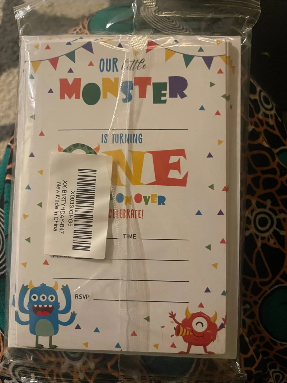 60 invitation cards Our Little Monster One Birthday Invitation Cards